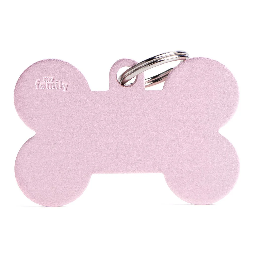My Family ID Basic XL Aluminum Pink Bone ID Tag - Image 1