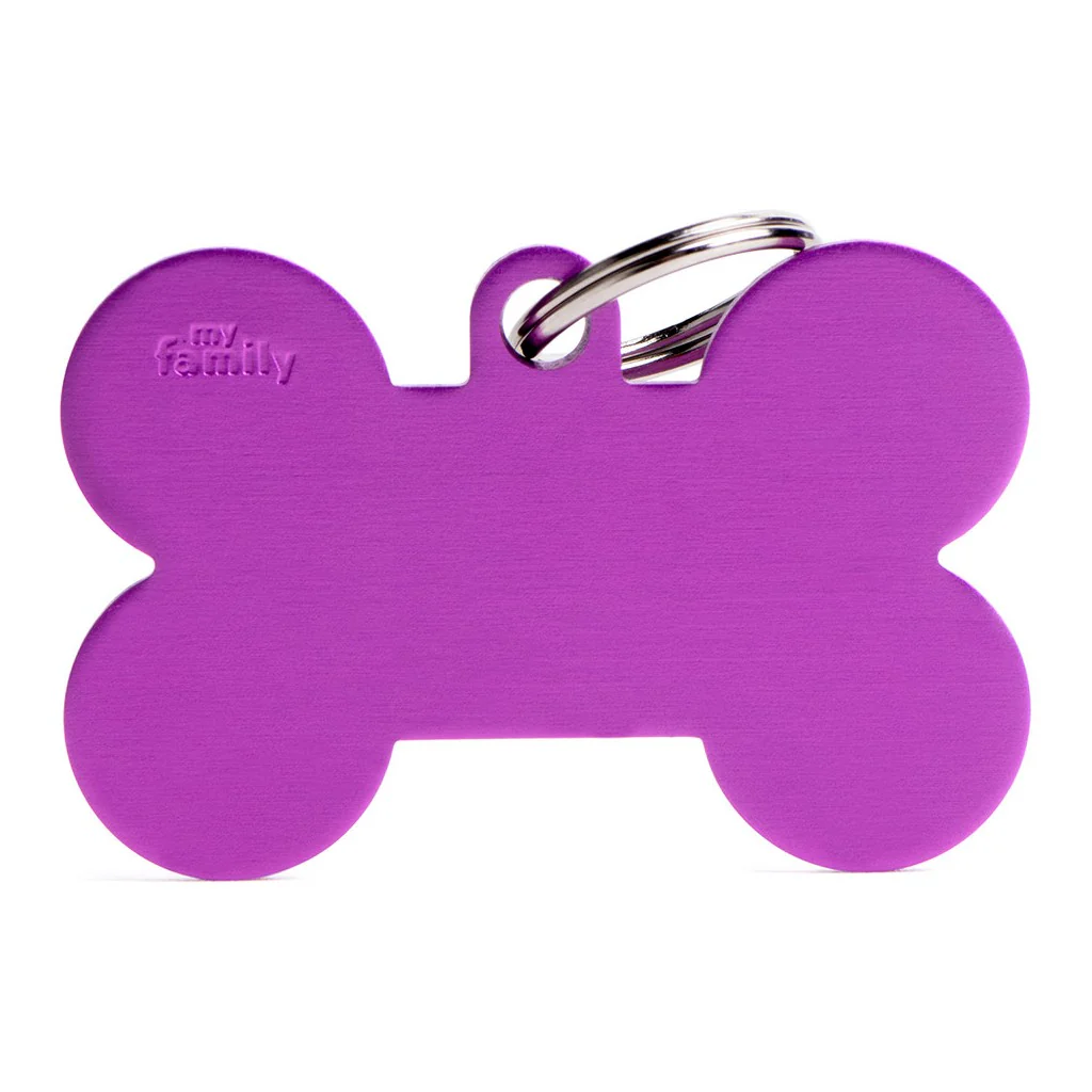 My Family ID Basic XL Aluminum Purple Bone ID Tag - Image 1