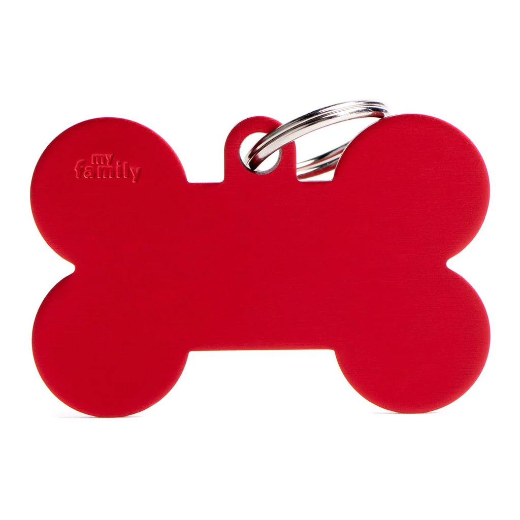 My Family ID Basic XL Aluminum Red Bone ID Tag - Image 1