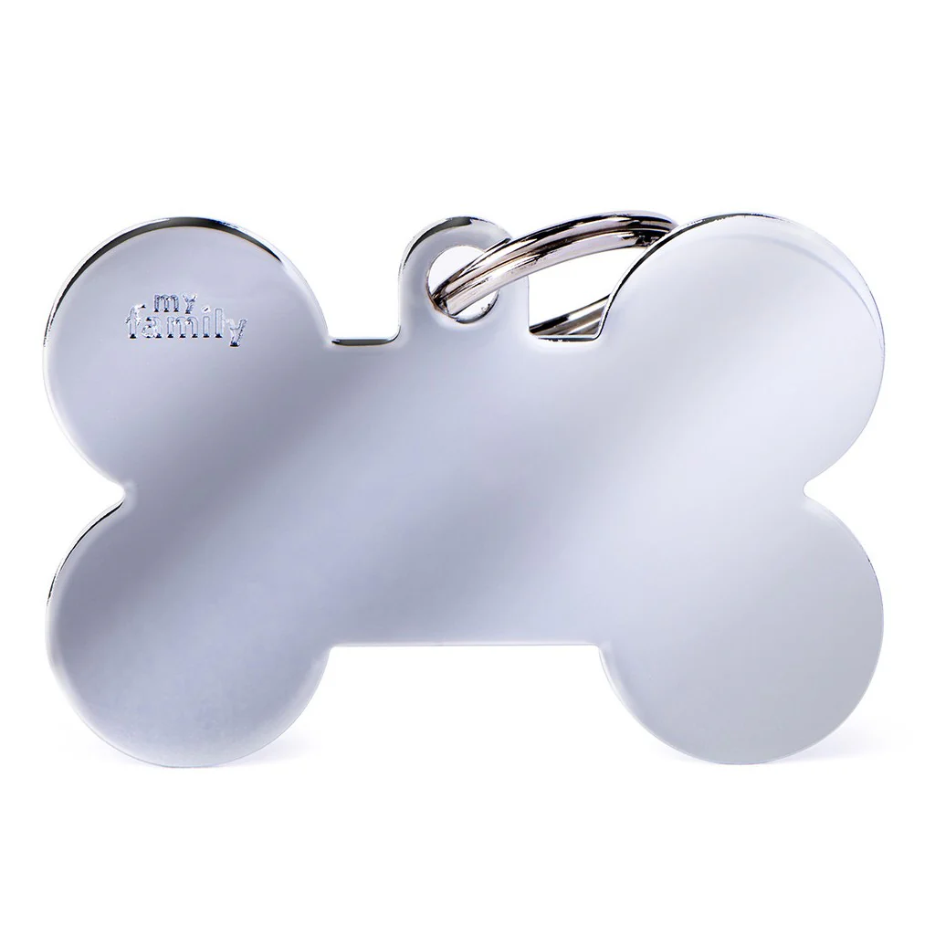 My Family ID Chromed Brass Xl Bone Tag - Image 1