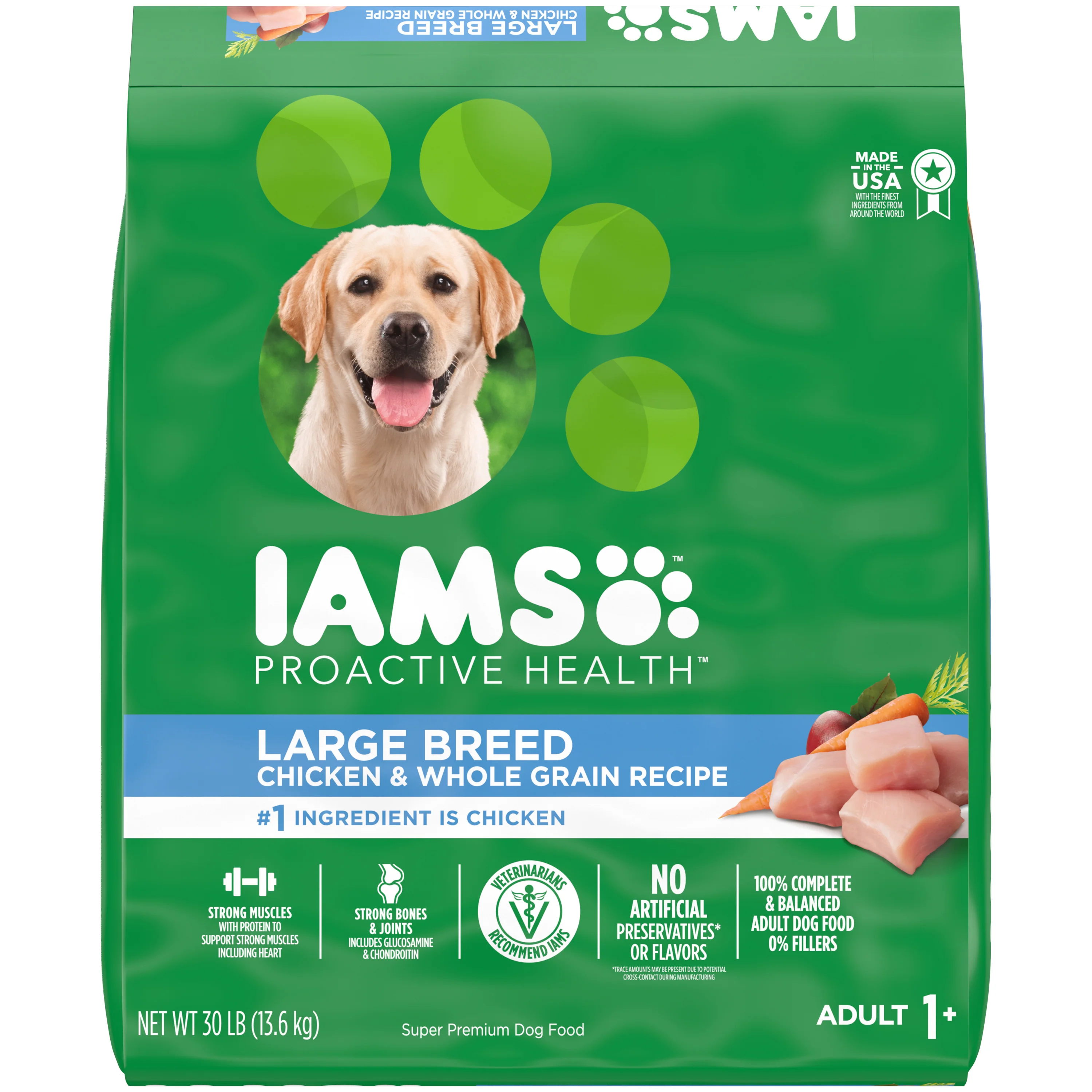 Iams Proactive Health Large Breed Dry Dog Food with Real Chicken, 30 lb - Image 1