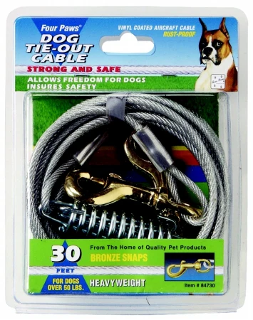 Four Paws Heavy Weight Tie Out Cable Silver 30 Feet - Image 1