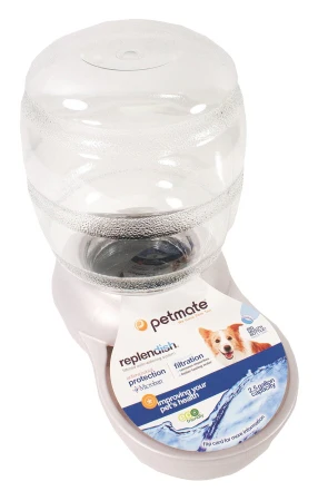 Petmate Pearl Replendish Pet Waterer with Microband  Pearl Silver Gray  2.5 Gallon - Image 1