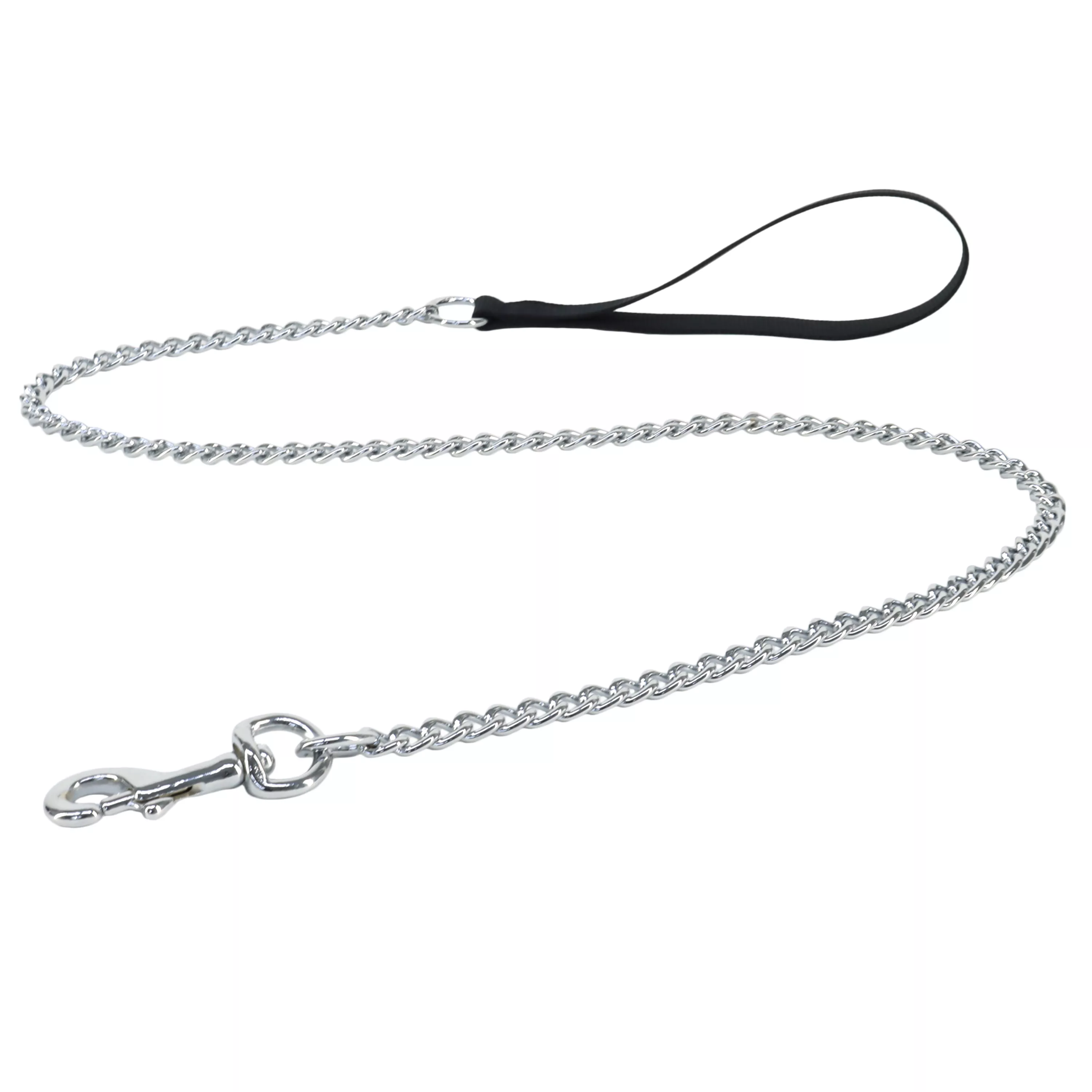 Coastal Titan 4ft Long 2.0mm Fine Chain Dog Leash with Nylon Handle Black - Image 1