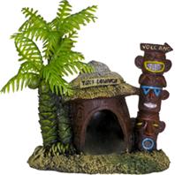 Blue Ribbon Exotic Environments Betta Hut with Palm Tree Aquarium Ornament - Image 1