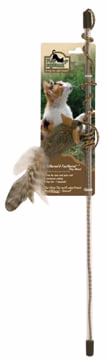 PLAY N SQUEAK TEASER WAND TETHERED & FEATHERED, 18in - Image 1