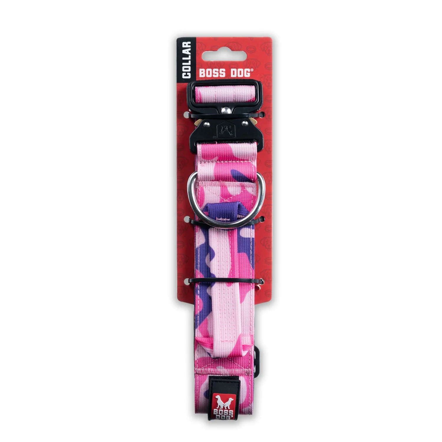 Boss Dog Tactical Dog Collar 17-22in 1.5in Pink Camo - Image 1