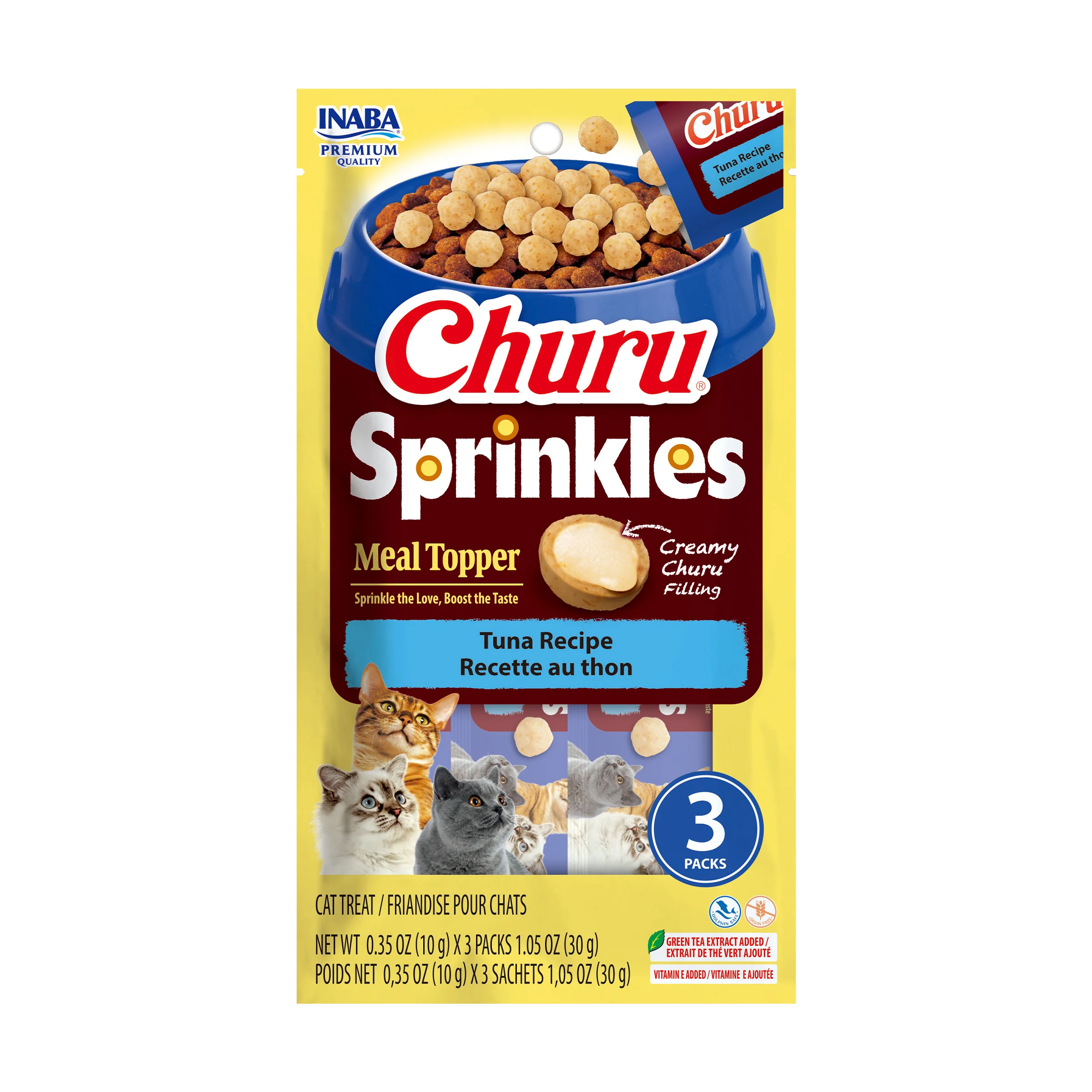 INABA Churu Sprinkles for Cats, 0.35oz 3pk Tuna Recipe - Image 1
