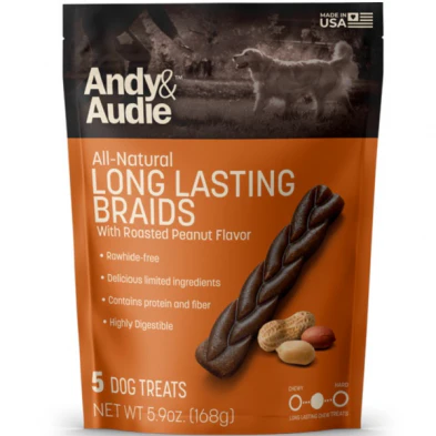 Andy & Audie Long-Lasting Chew Braids  Roasted Peanut 5.9oz - Image 1