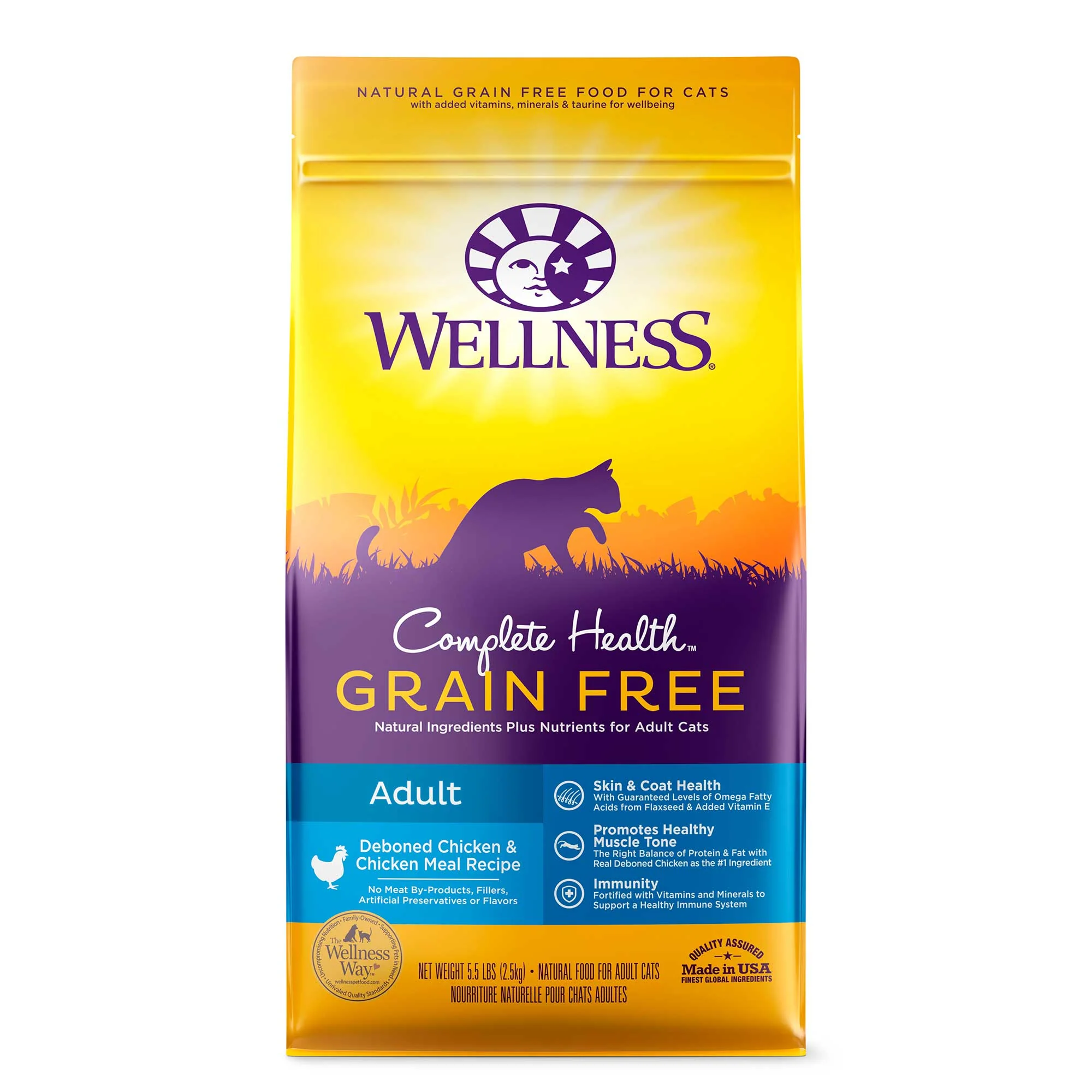 Wellness Complete Health Natural Grain Free Deboned Chicken & Chicken Meal Dry Cat Food 5.5lb Bag - Image 1