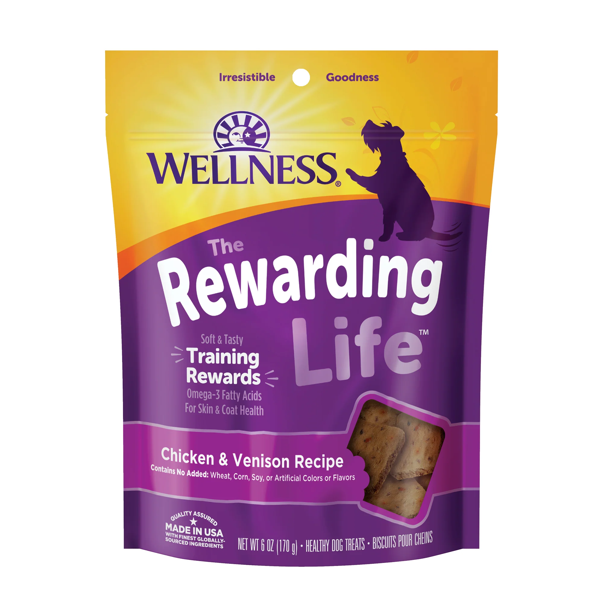 Wellness Rewarding Life Soft & Chewy Dog Treats Grain Free Chicken & Venison 6oz Bag - Image 1