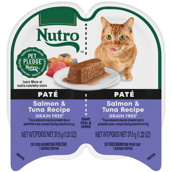 Nutro Wet Cat Food 2.6oz portion cup Salmon & Tuna Recipe Paté - Image 1