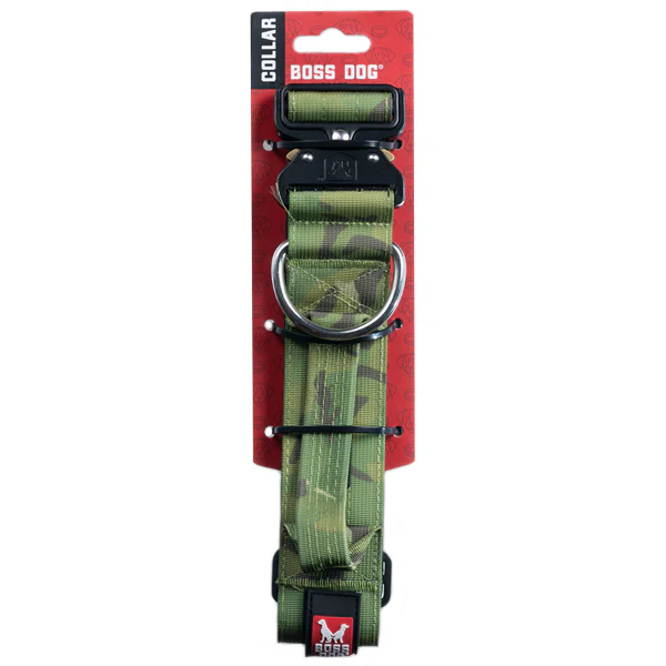 Boss Dog Tactical Collar 15-18in 1.5in Green Camo - Image 1