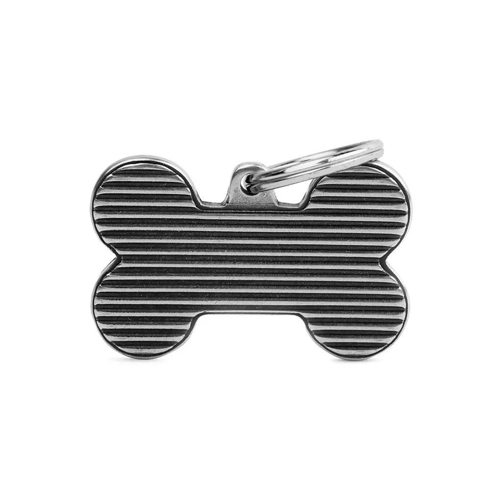 My Family ID Bronx Big Shutter Bone ID Tag in Antique Silver - Image 1