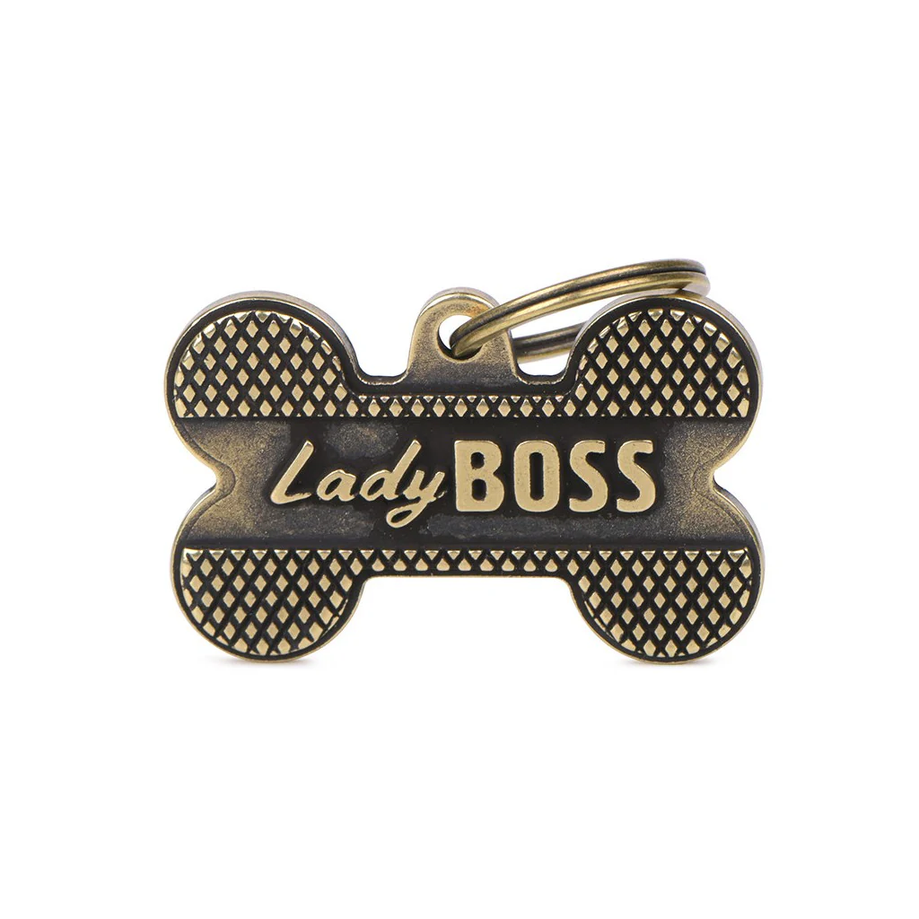 My Family ID Bronx "Lady Boss" Big Bone ID Tag in English Brass - Image 1