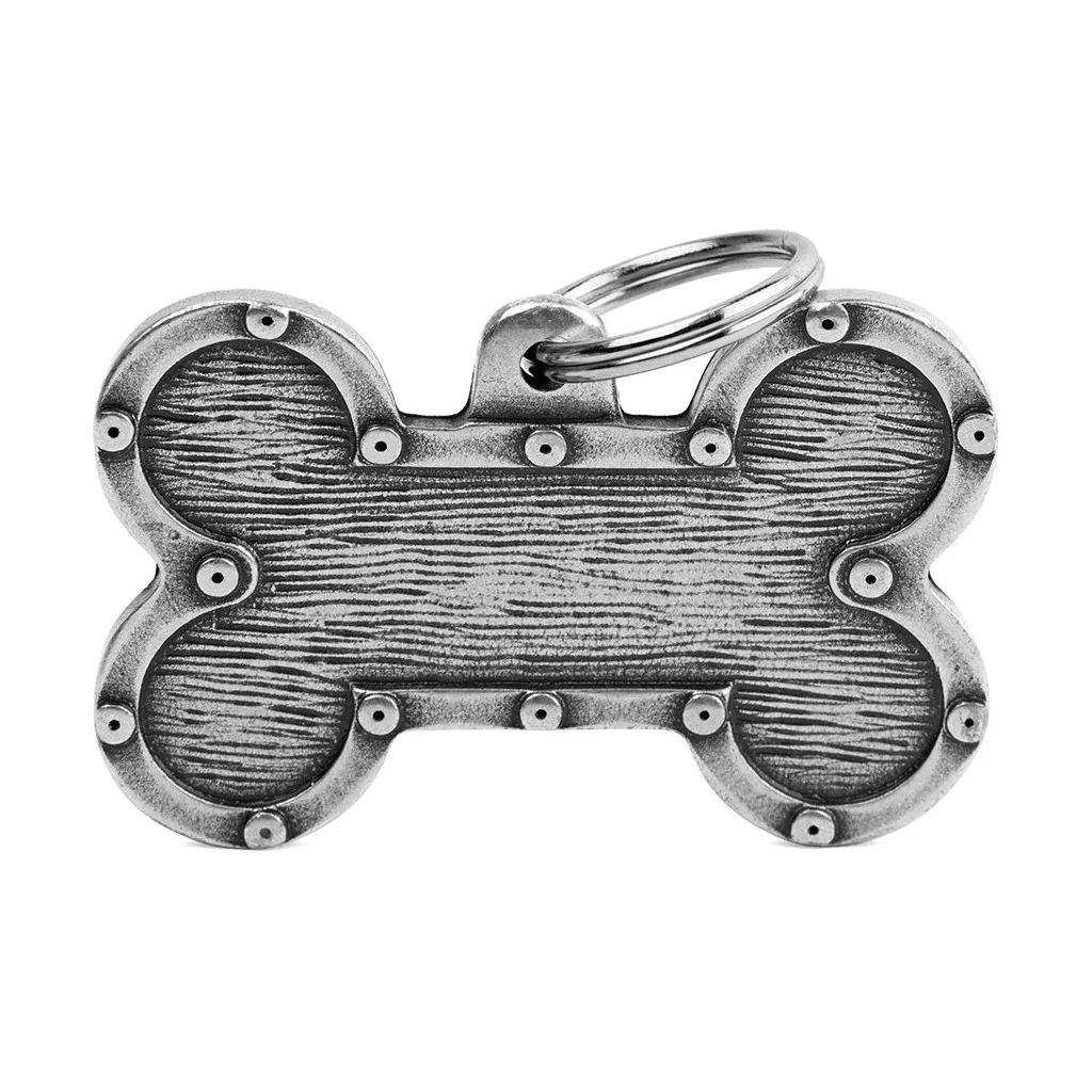 My Family ID Bronx XL Futuristic Bone ID Tag in Antique Silver - Image 1