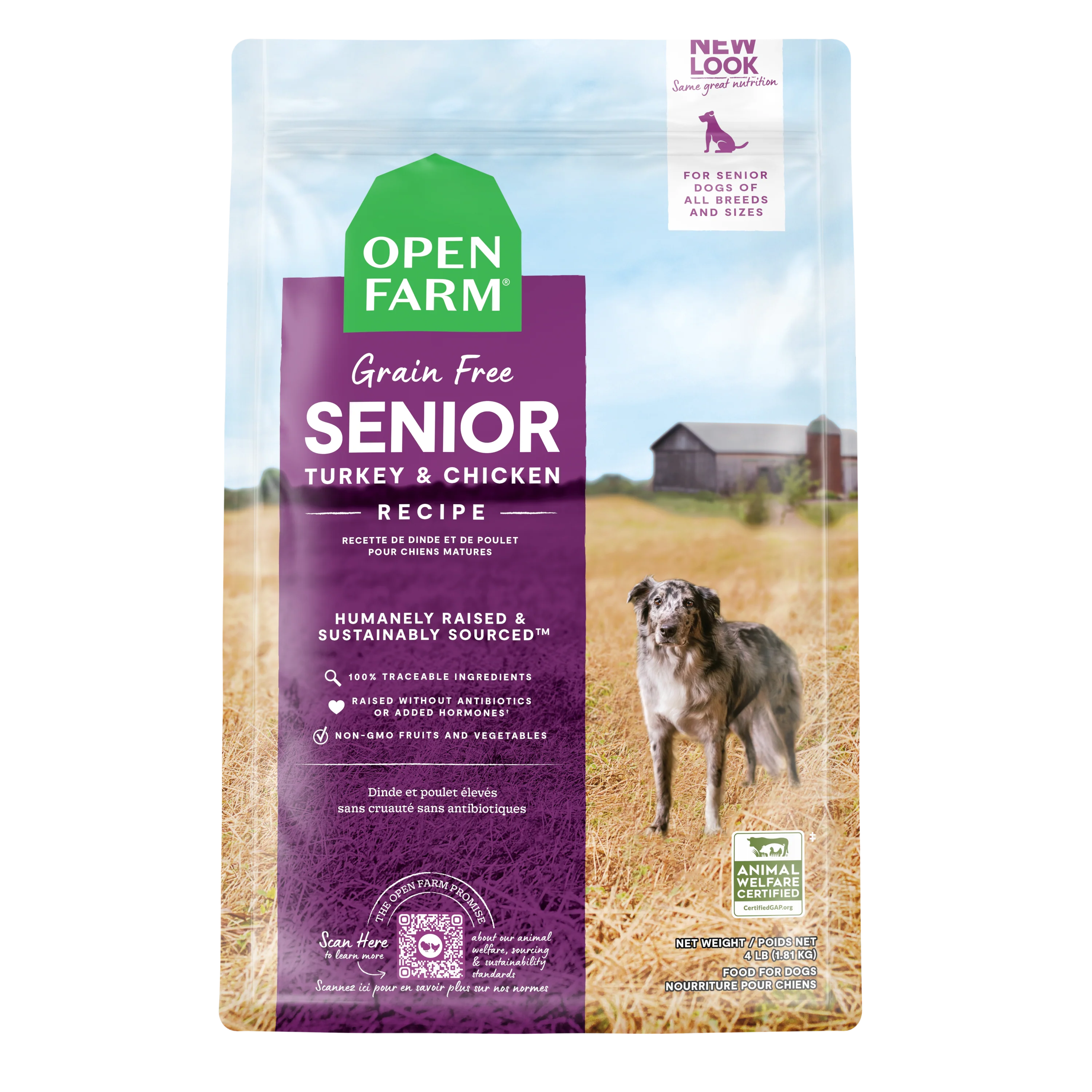 Open Farm Senior Recipe Grain Free Kibble For Dogs 22lb Bag