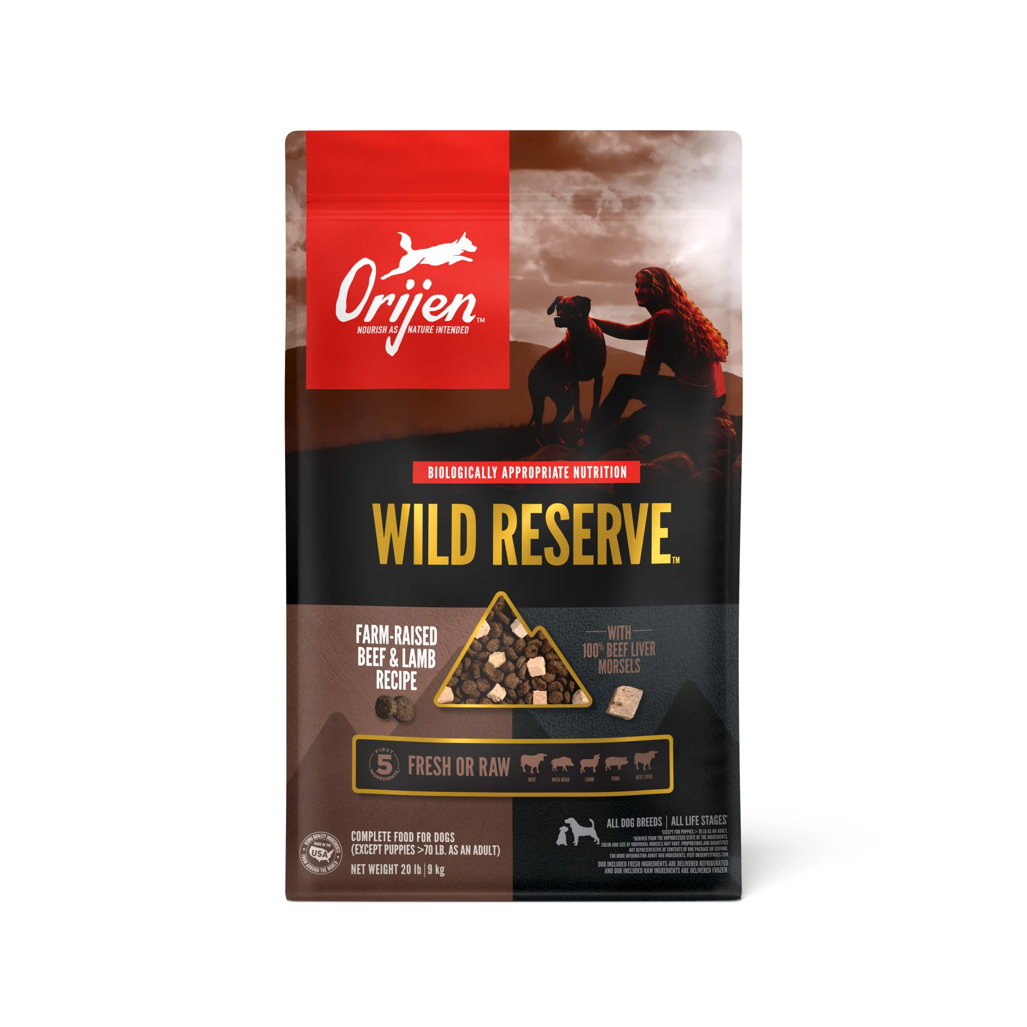 Orijen Grain Free Dry Dog Food Wild Reserve Farm-Raised Beef & Lamb Recipe 20lb - Image 1