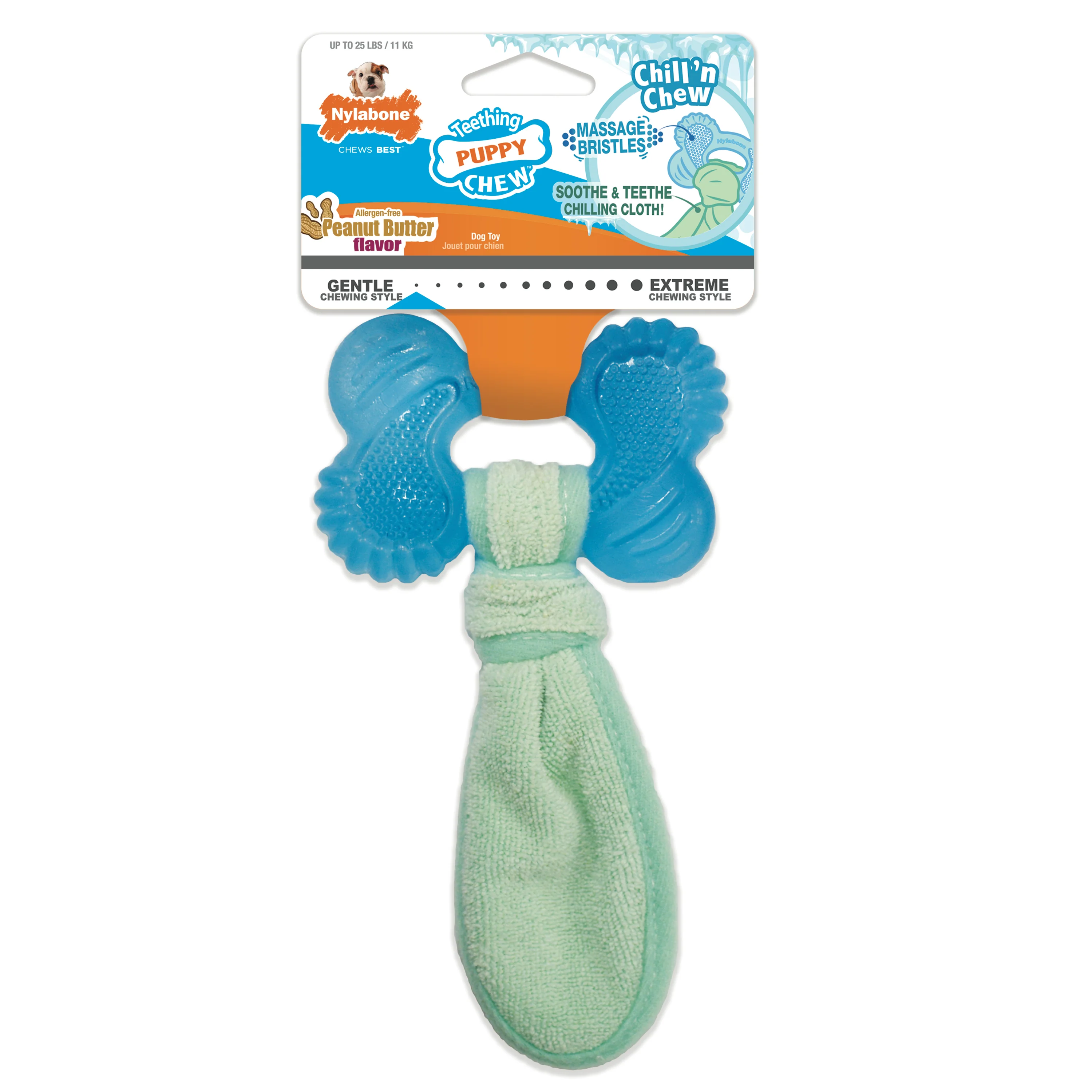 Nylabone Puppy Chew Freezer Dog Toy Peanut Butter Chill & Chew Bone Small/Regular - Image 1