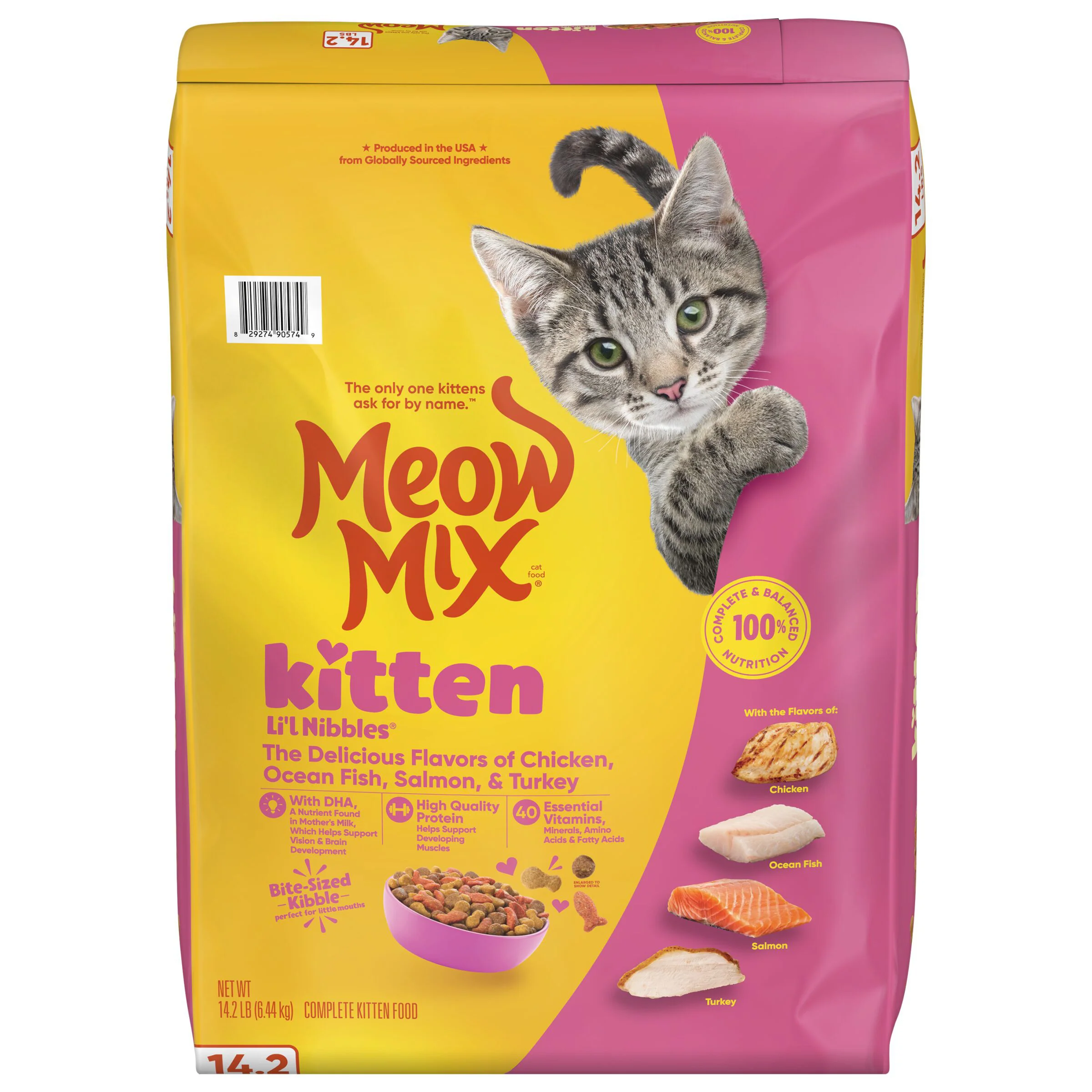 Meow Mix Kitten Lil Nibbles Dry Cat Food for Kittens 14.2 lb Bag - Image 1