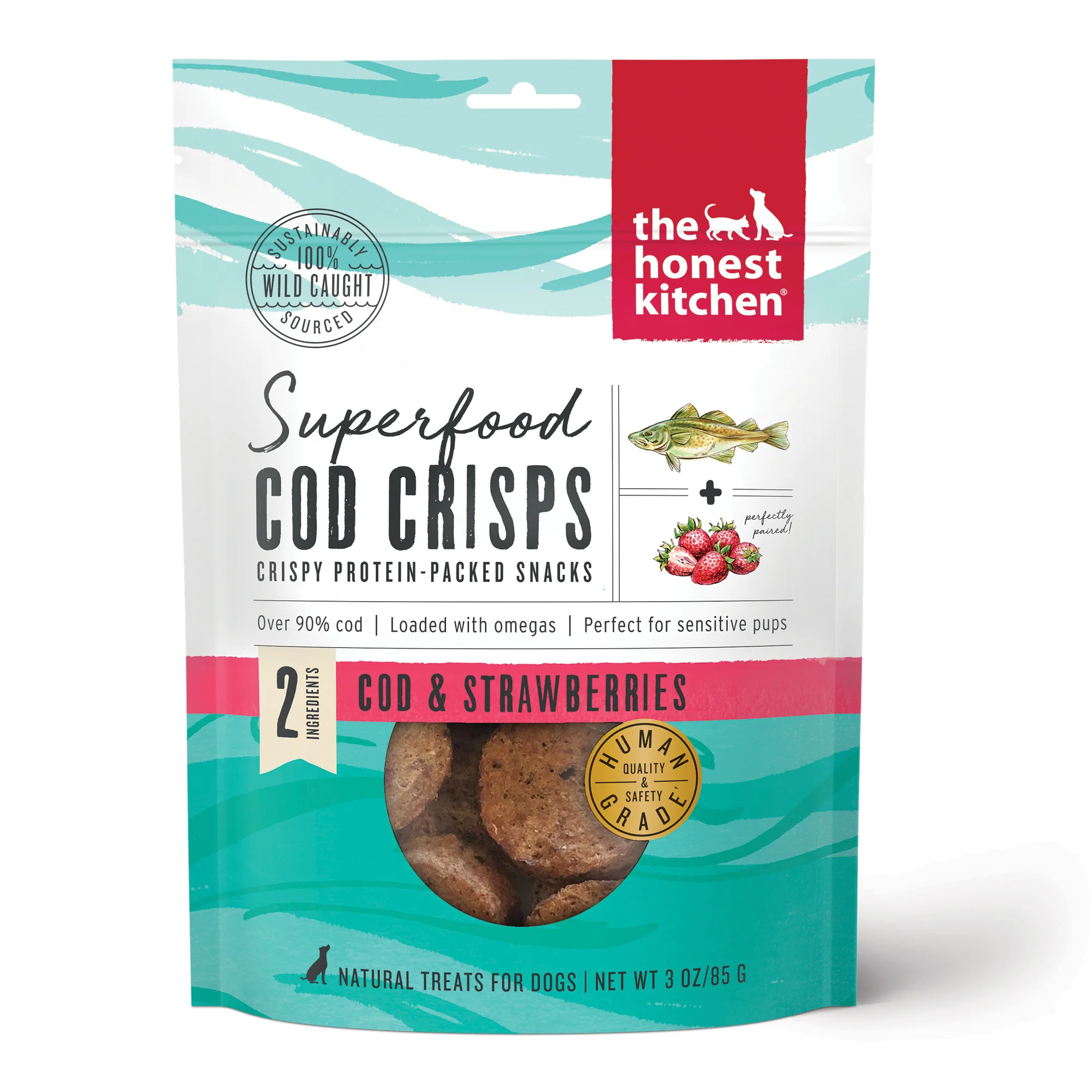 The Honest Kitchen Superfood Cod Crisps: Cod & Strawberry, 3oz - Image 1