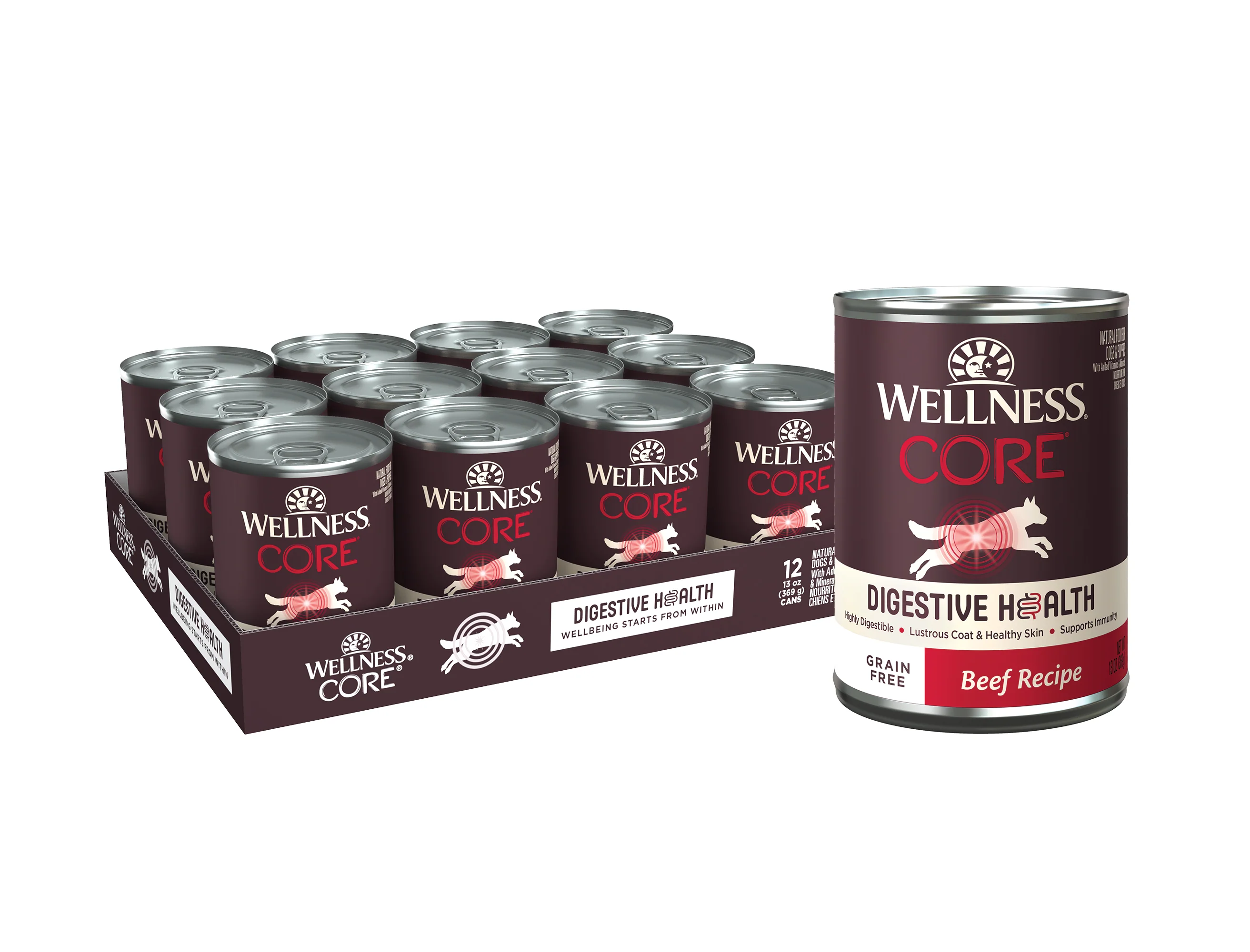 Wellness CORE Digestive Health Beef Grain Free Wet Dog Food 13oz Can - Image 1