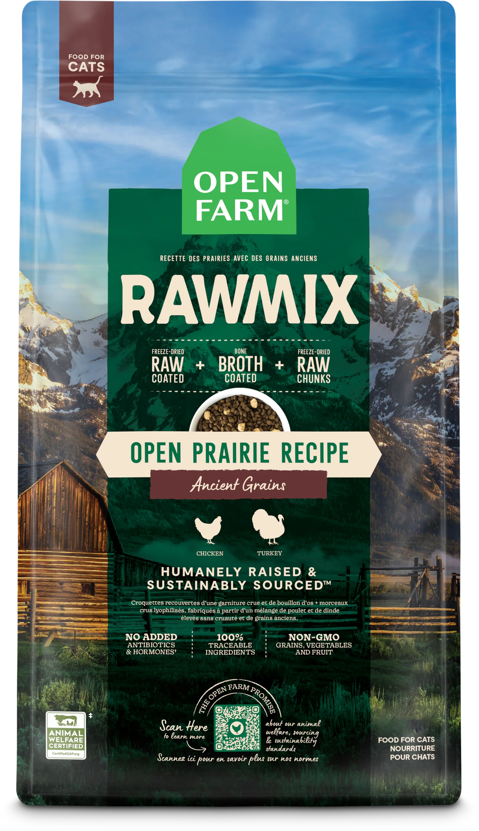 Open Farm Rawmix Open Prairie Grain Free Kibble For Cats 2.25lb Bag