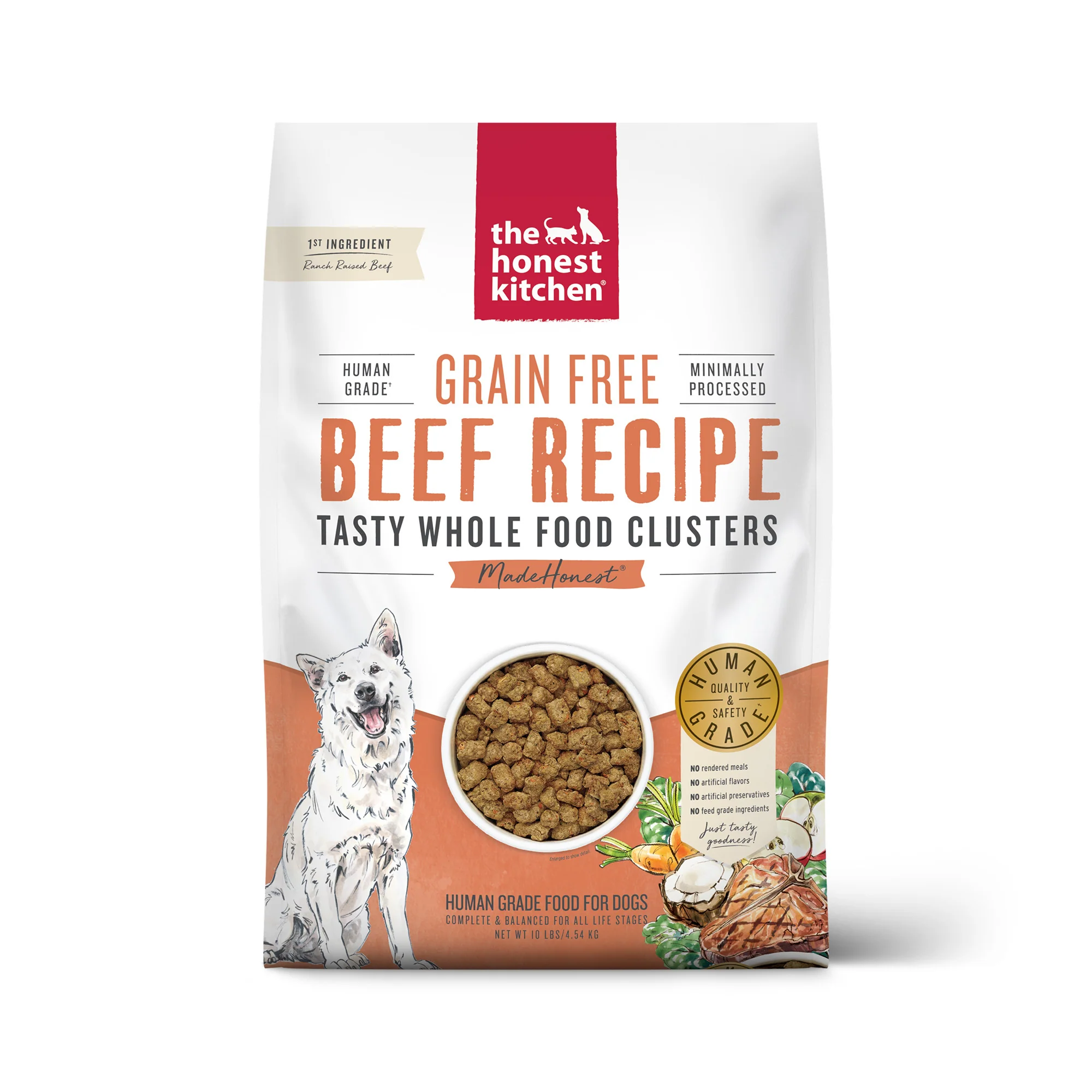 The Honest Kitchen Whole Food Clusters Grain Free Beef Dry Dog Food, 10 lb Bag - Image 1
