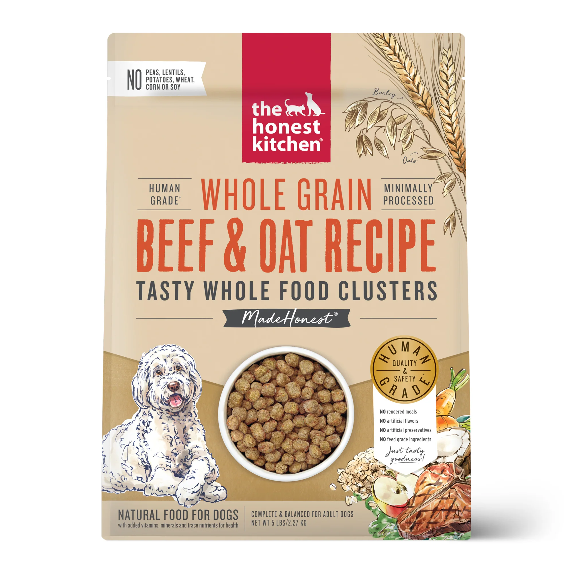 The Honest Kitchen Whole Food Clusters Whole Grain Beef & Oat Dry Dog Food 5lb - Image 1