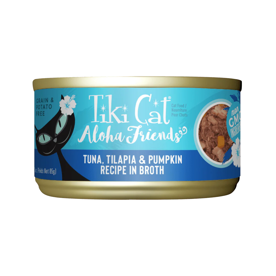 Tiki Cat Aloha Friends Wet Cat Food, Tuna, Tilapia & Pumpkin, 3oz Can - Image 1