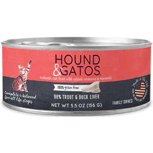 Hound & Gatos 98% Trout & Duck Liver Canned Cat Food 5.5oz - Image 1