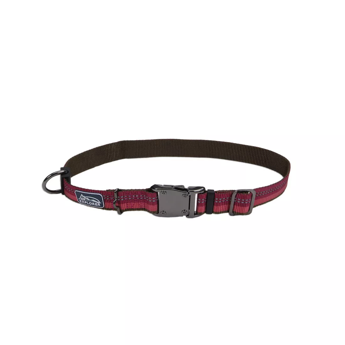 Coastal K9 Explorer 1in Wide 18-26in Reflective Adjustable Dog Collar Berry - Image 1