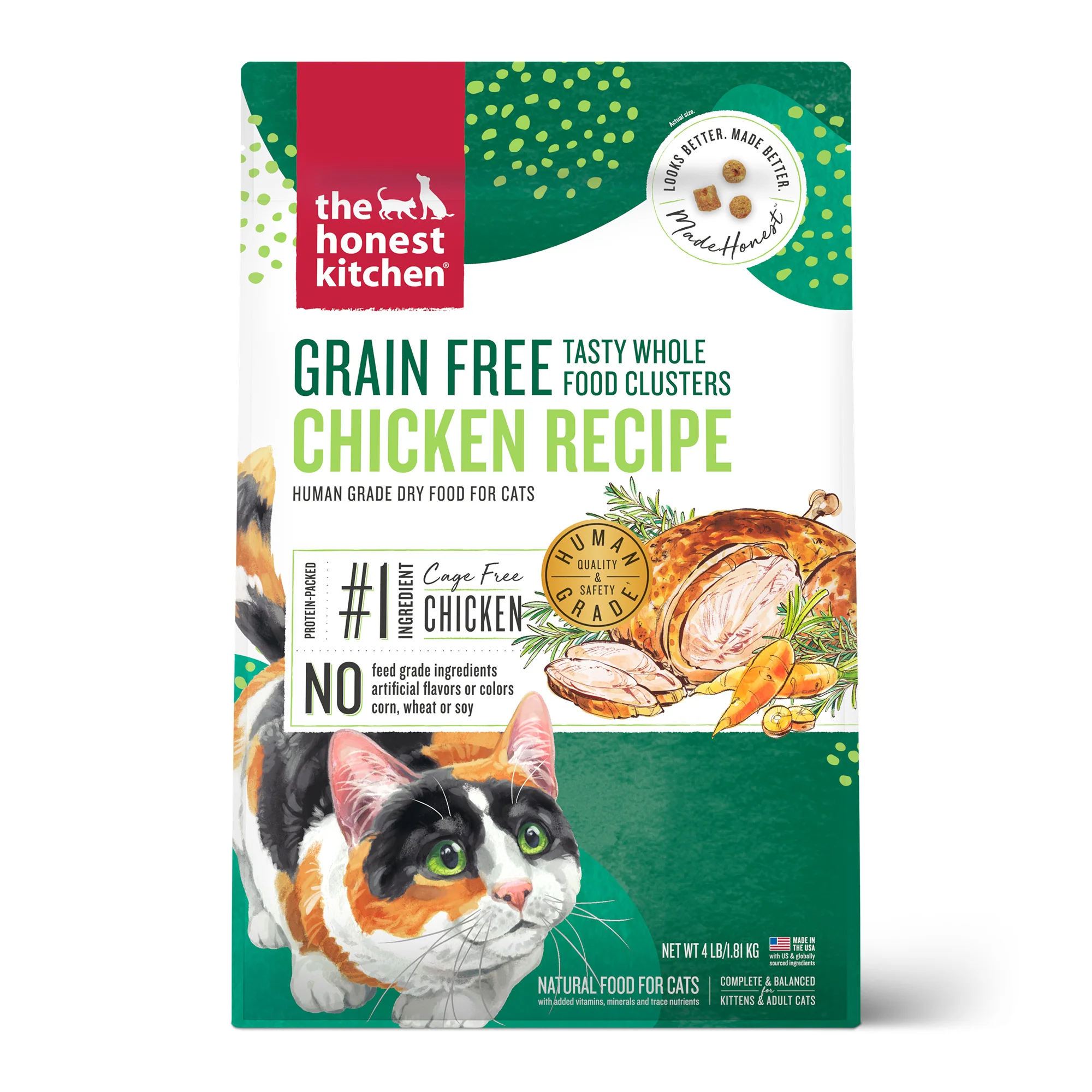 The Honest Kitchen Whole Food Clusters Grain Free Chicken Dry Cat Food 4lb - Image 1