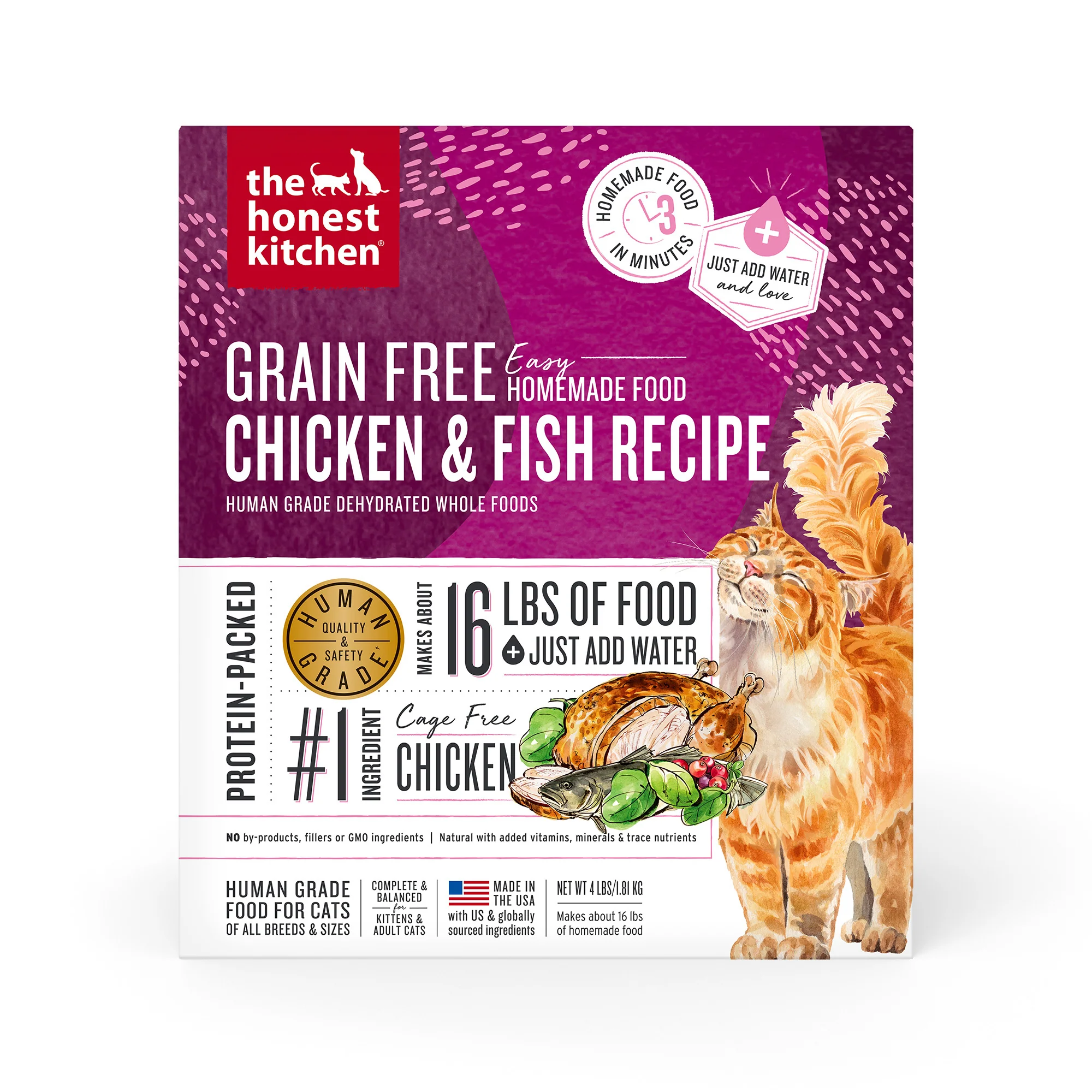 The Honest Kitchen Dehydrated Grain Free Chicken & Fish Cat Food 4lb - Image 1