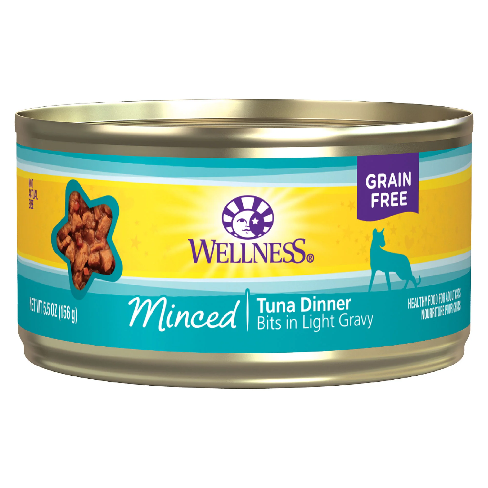 Wellness Complete Health Natural Grain Free Wet Canned Cat Food, Minced Tuna Entree 5.5oz Can - Image 1