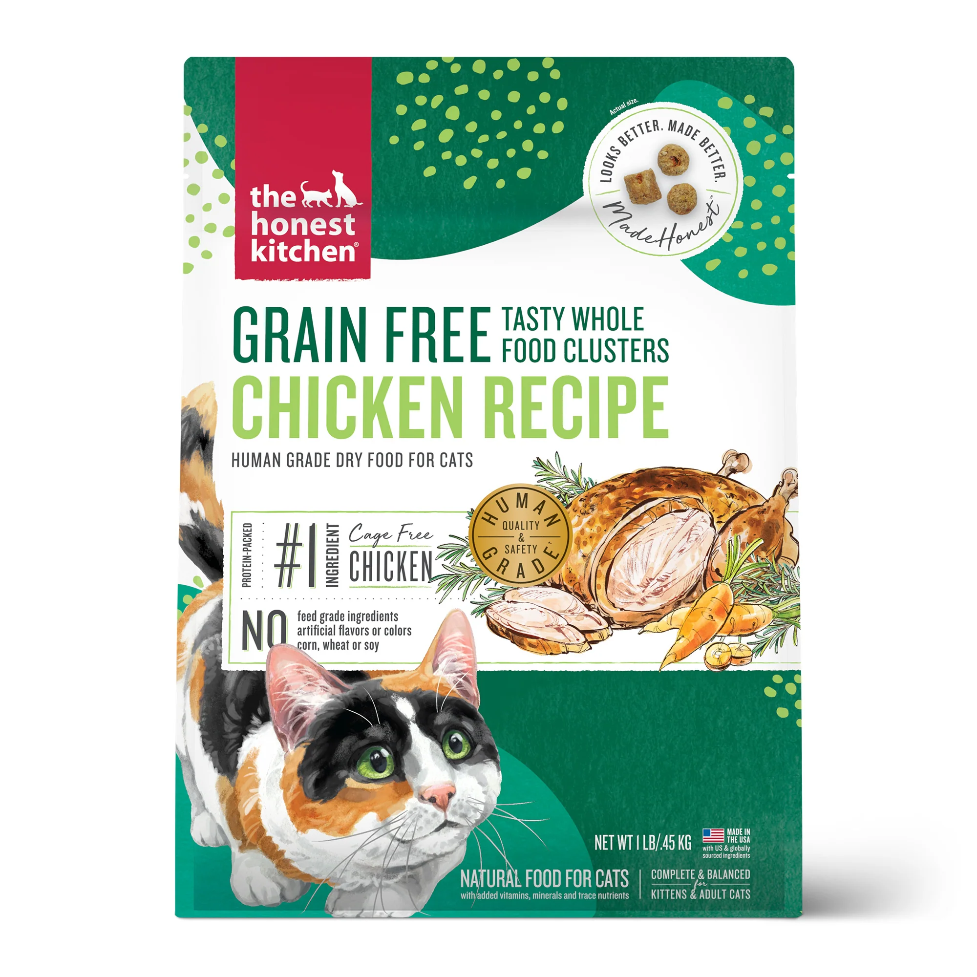 The Honest Kitchen Whole Food Clusters Grain Free Chicken Dry Cat Food 1lb - Image 1