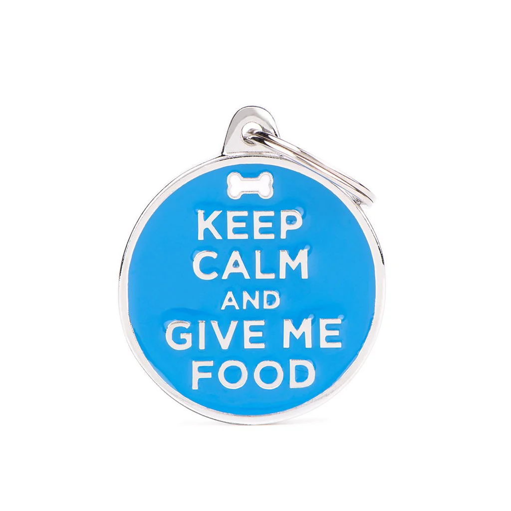 My Family ID Charms Big "Keep Calm And Give Me Food" ID Tag - Image 1