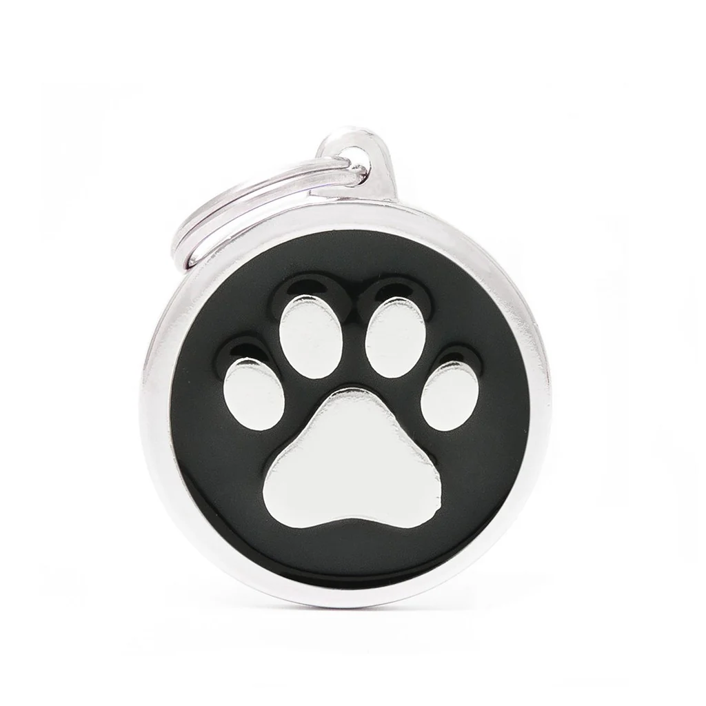 My Family ID Big Black Circle Paw Tag - Image 1