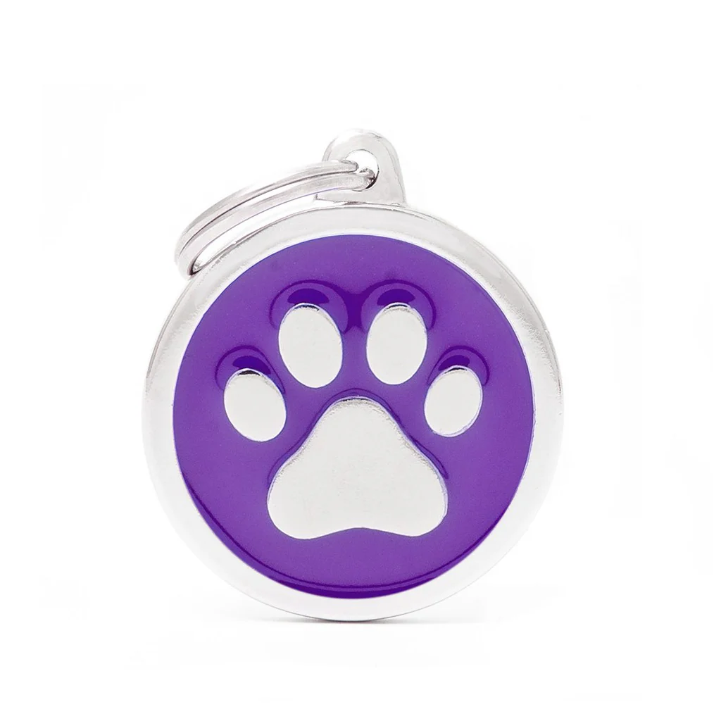 My Family ID Big Purple Circle Paw Tag - Image 1