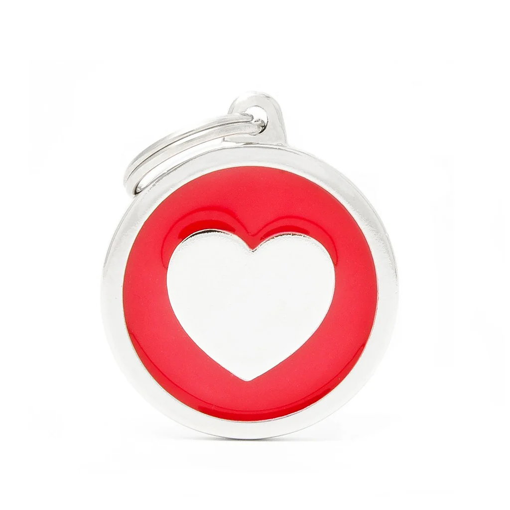 My Family ID Classic Big Red Circle with Heart ID Tag - Image 1