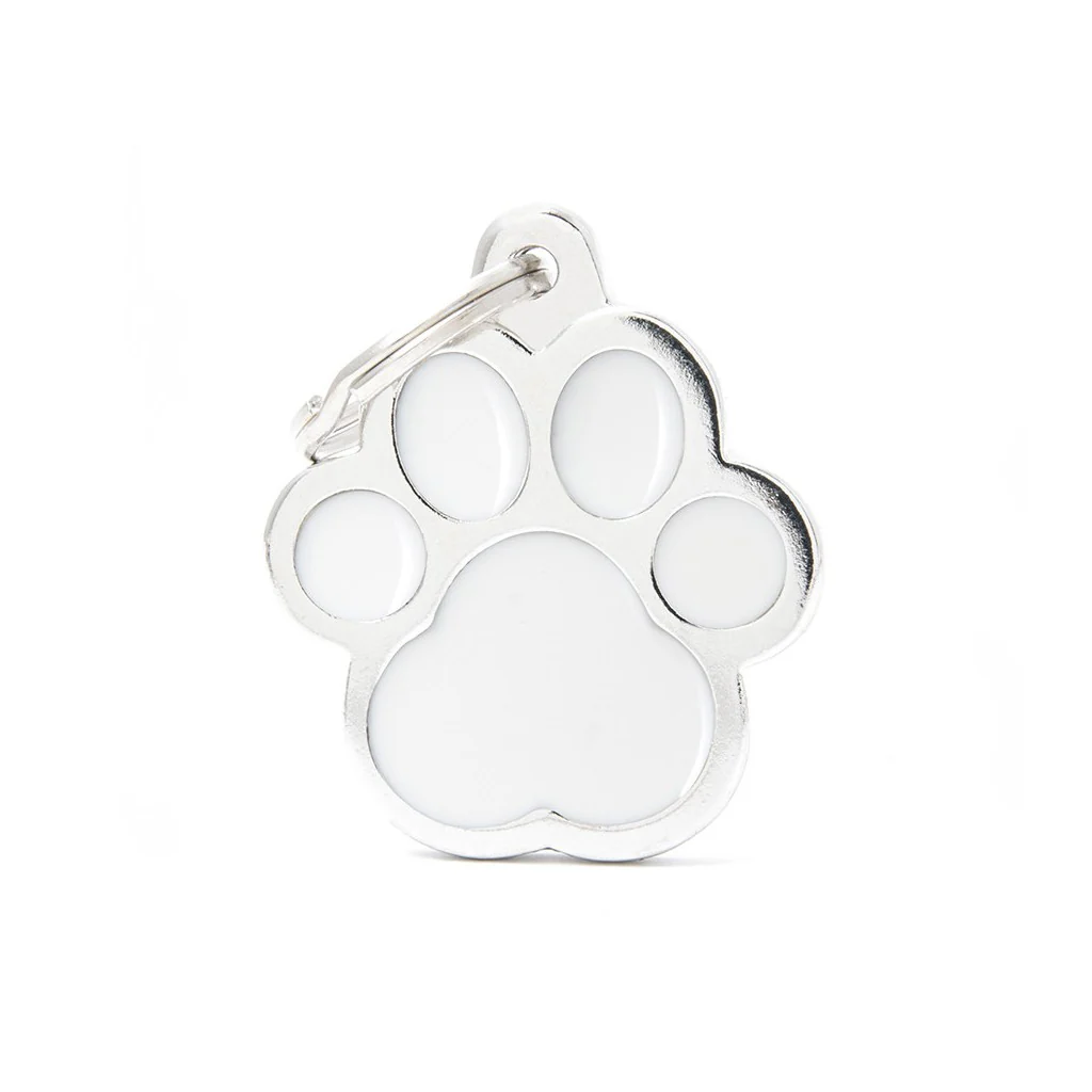 My Family ID Classic Big White Paw ID Tag - Image 1