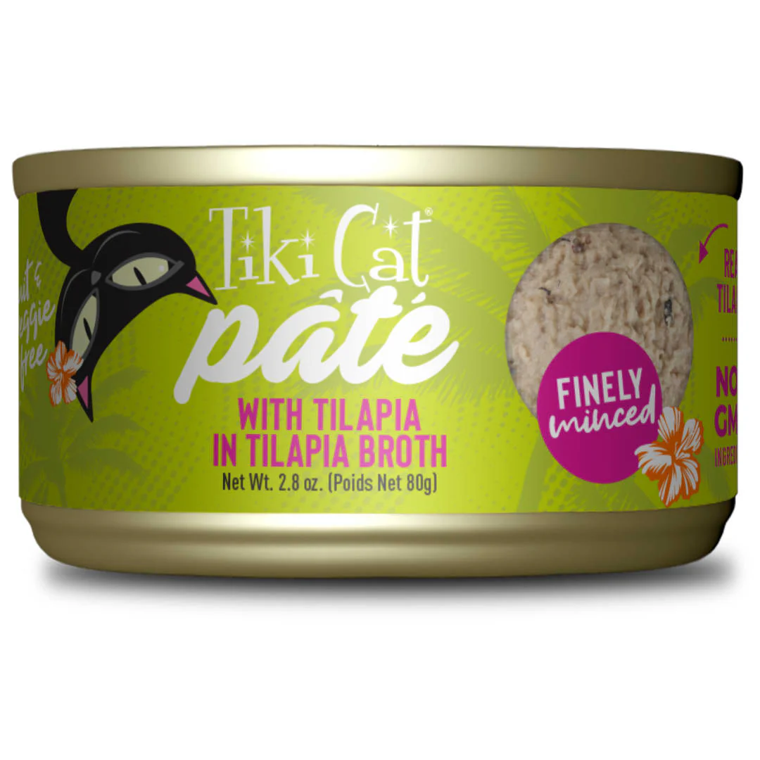 Tiki Cat Luau Pâté Wet Cat Food, Tilapia, 2.8 oz. Can - Image 1