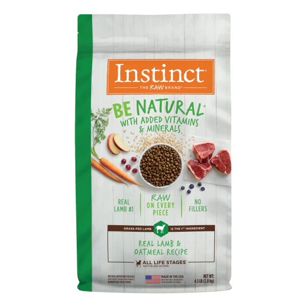 Instinct Be Natural Real Lamb & Oatmeal Recipe Dry Dog Food 4.5lb Bag - Image 1