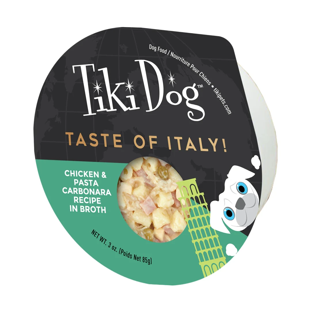 Tiki Dog Taste of the World Wet Dog Food Italy Chicken & Pasta 3oz Cup - Image 1