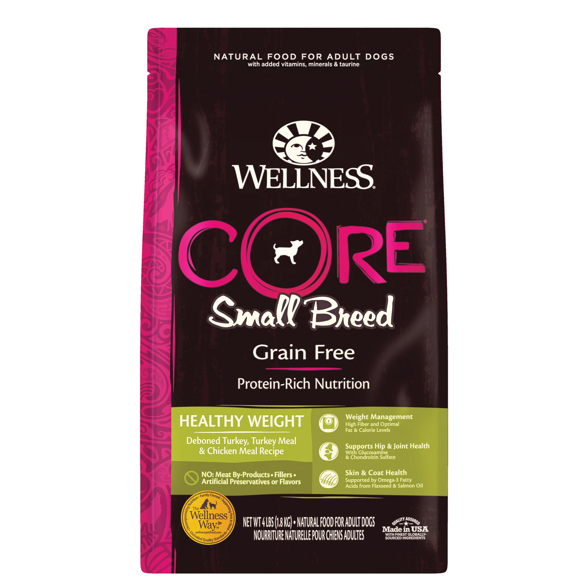 Wellness CORE Natural Grain Free Dry Dog Food Small Breed Healthy Weight 4lb Bag - Image 1