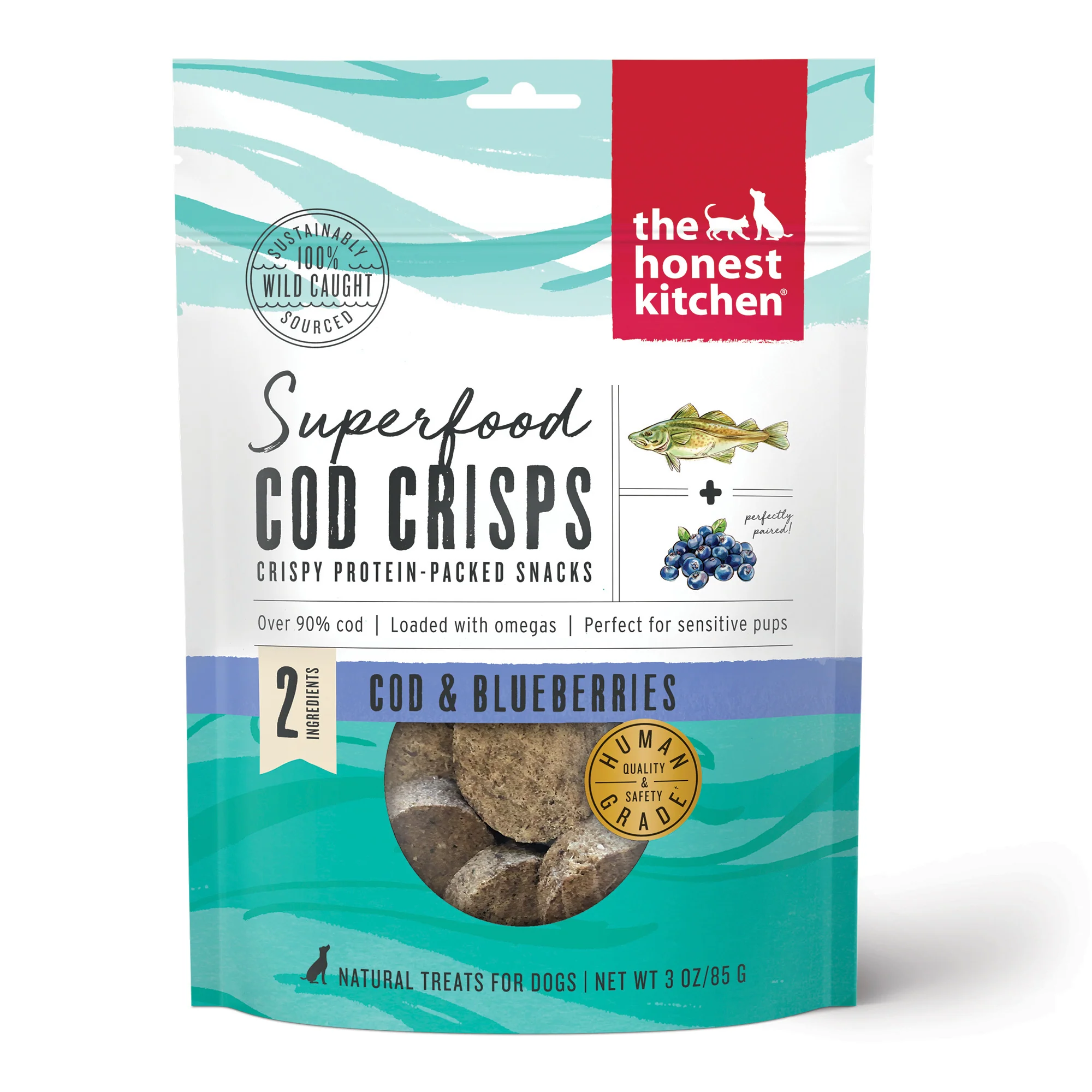 The Honest Kitchen Superfood Cod Crisps: Cod & Blueberry, 3oz - Image 1