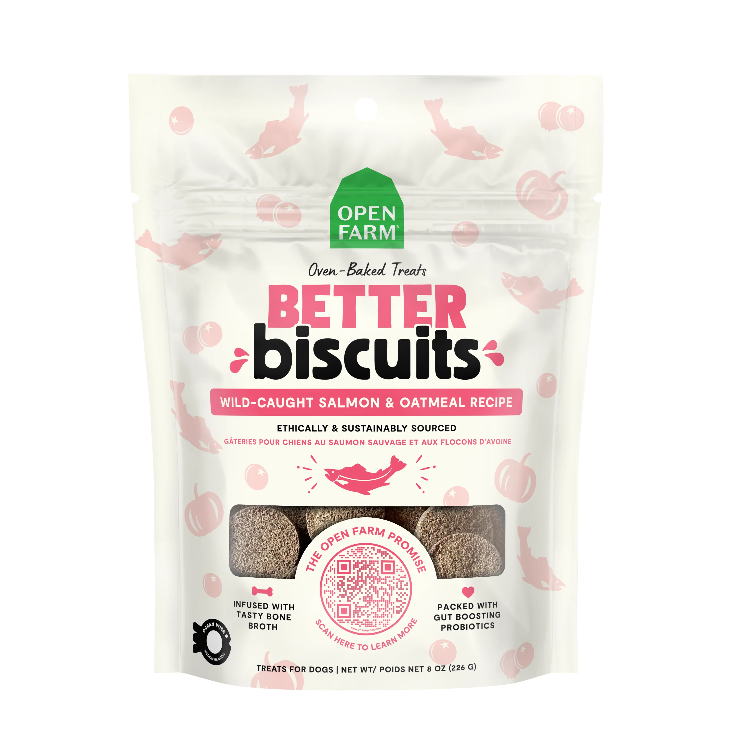 Open Farm Better Biscuits Wild-Caught Salmon Recipe Treats 8oz Bag