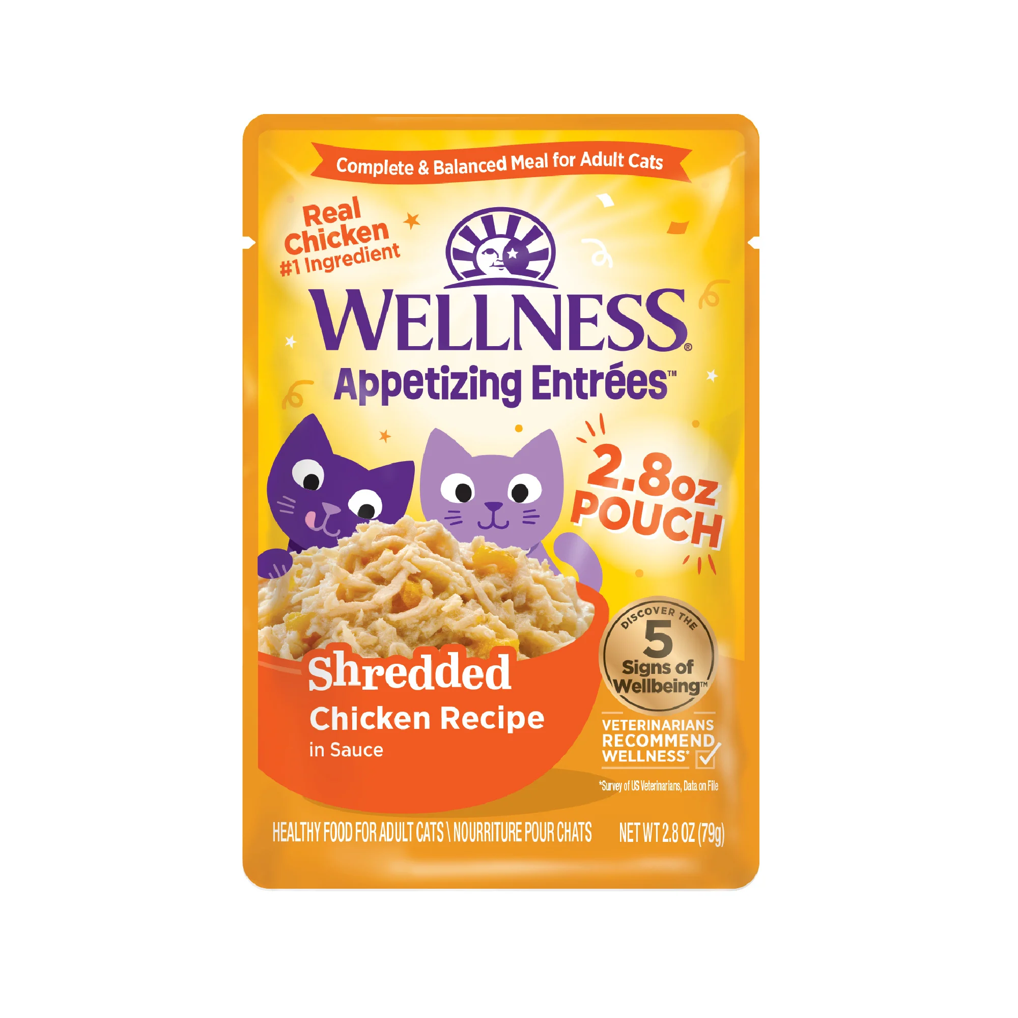Wellness Appetizing Entrées Shredded Adult Wet Cat Food Chicken 2.8oz Pouch - Image 1