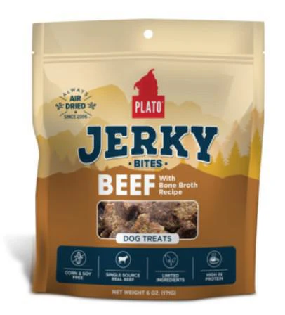 Plato Dog Treat Jerkey Bites 6 oz Beef - Image 1