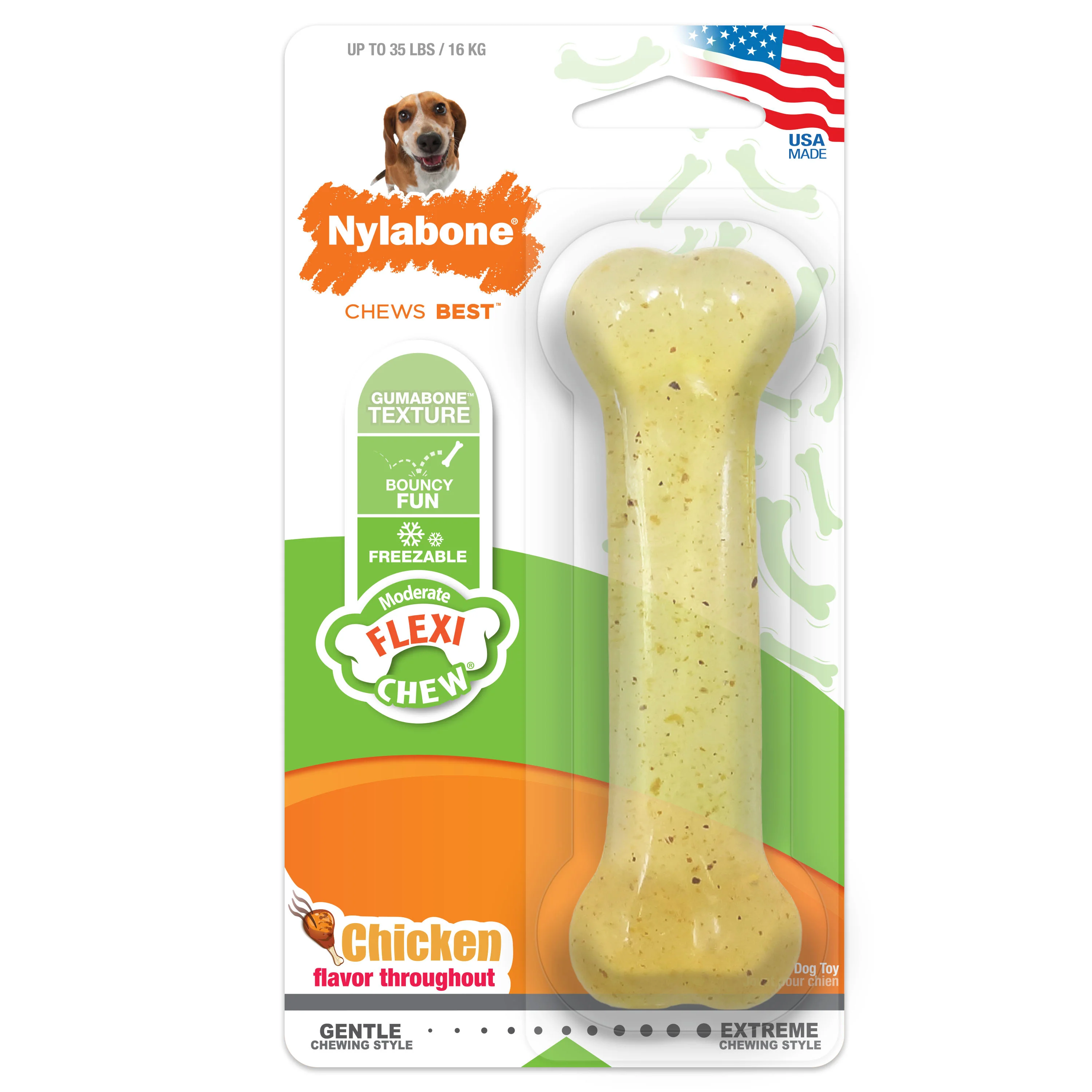 Nylabone Moderate Chew Chicken Chew Toy Medium/Wolf - Image 1
